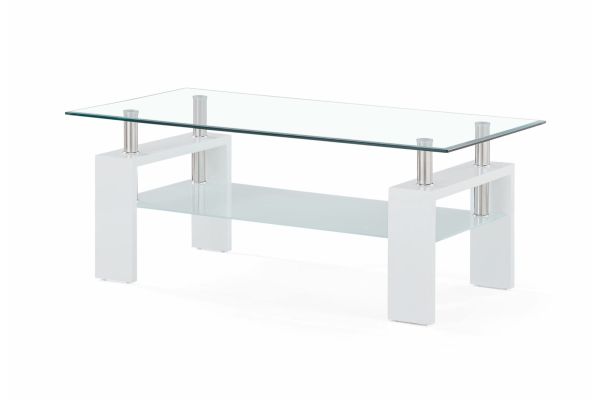 Global Furniture White Two-Tier Glass Coffee Table - T648CT
