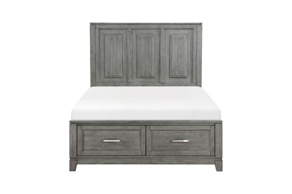 Garretson Gray Full Platform Bed with Footboard Storage