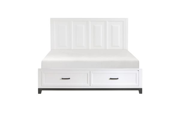 Garretson King Platform Bed with Footboard Storage - White