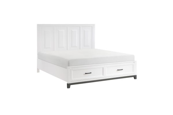 Garretson King Platform Bed with Footboard Storage - White