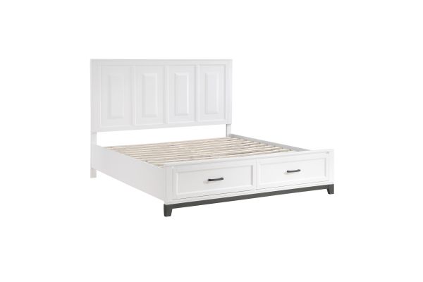 Garretson King Platform Bed with Footboard Storage - White
