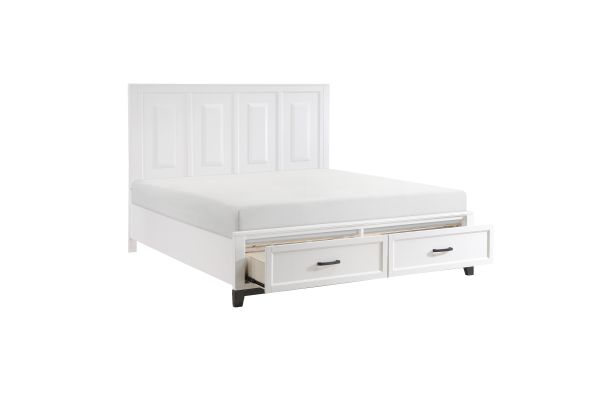 Garretson King Platform Bed with Footboard Storage - White