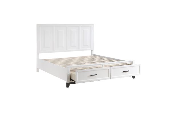 Garretson King Platform Bed with Footboard Storage - White