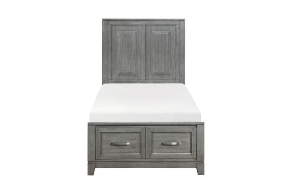 Garretson Gray Twin Platform Bed with Footboard Storage