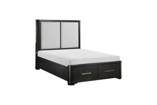 Gilbert King Platform Bed with Footboard Storage - Charcoal