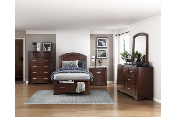 Hudson Twin Platform Bed with Footboard Storage - Cherry