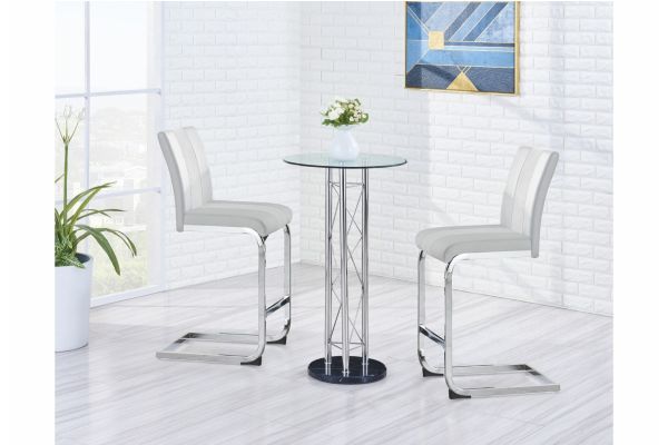 Global Furniture USA Dining Set with Glass Bar Table and Two White Bar Stools - D208BT+D915BS-WHT