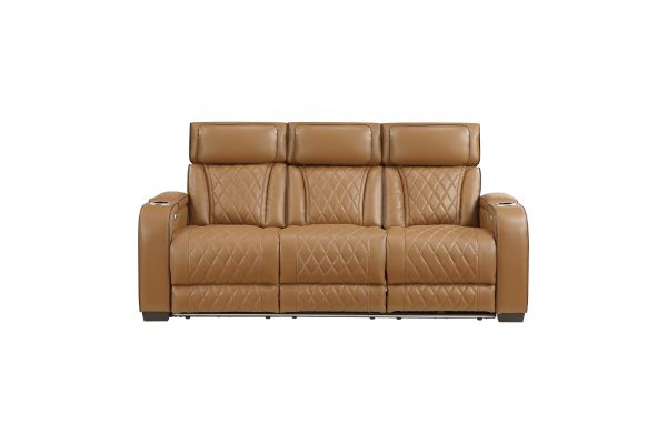 Fairway Power Double Reclining Sofa - Brown