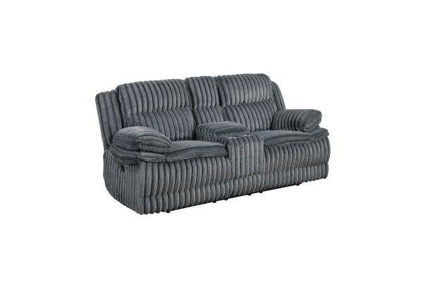 Goodland Double Reclining Loveseat with Center Console - Dark Grey