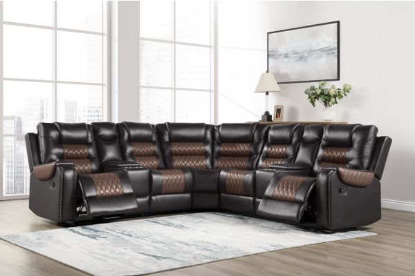 Hart 3-Piece Sectional - Black/Brown