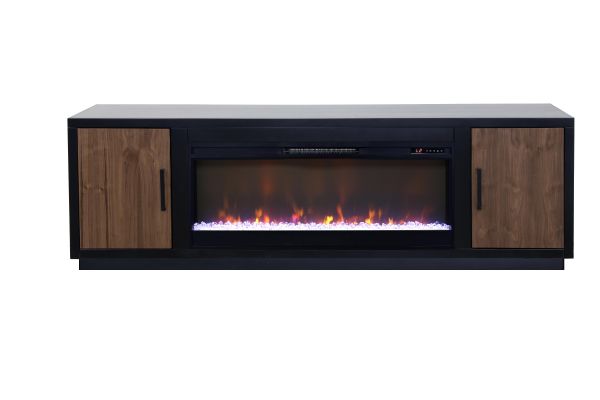 Aria 83 inch Fireplace TV Stand Black and Walnut
