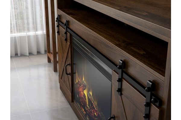 Farmhouse 66 inch Electric Fireplace TV Stand - Aged Whiskey