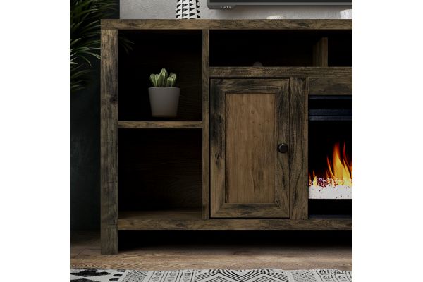 Joshua Creek 84 inch Electric Fireplace TV Stand - Barnwood