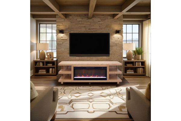 Laurel Canyon 82 inch Fireplace TV Stand - Natural