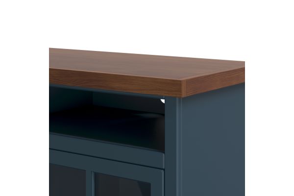 Nantucket 74 inch Fireplace TV Stand Console - Blue Denim and Whiskey