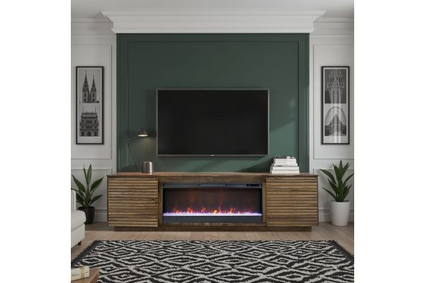 Stardust 89 inch Fireplace TV Stand - Bourbon