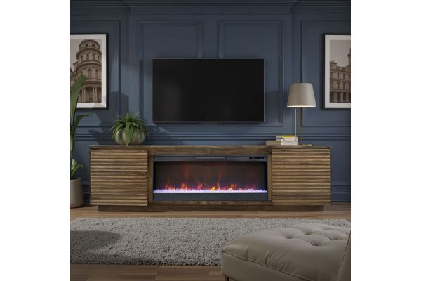 Stardust 89 inch Fireplace TV Stand - Bourbon