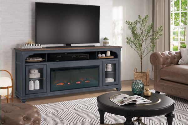 Americana 86 in Fireplace TV Stand - Corduroy Blue