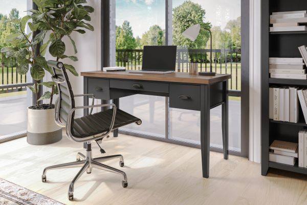Essex 53 inch Writing Desk - Black and Whiskey