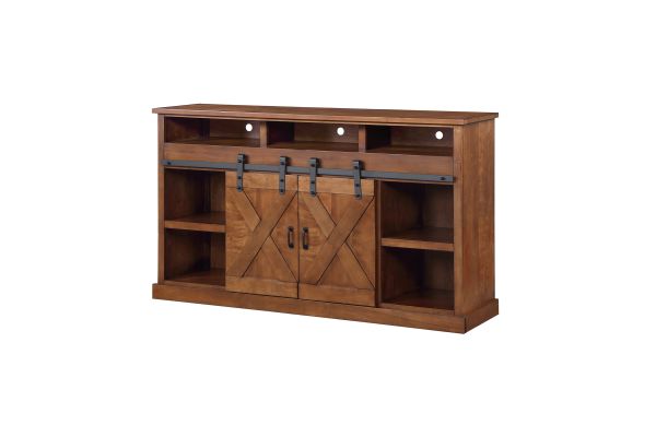Farmhouse 66 inch Electric Fireplace TV Stand - Aged Whiskey