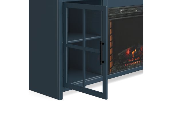 Nantucket 74 inch Fireplace TV Stand Console - Blue Denim and Whiskey