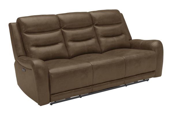 Bryant Brown Leather Dual Power Reclining Sofa