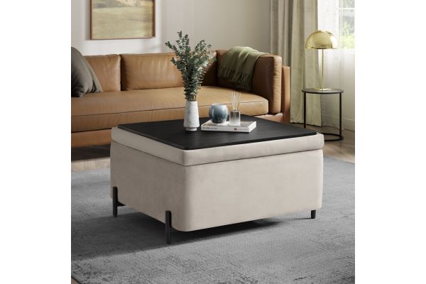 Kiley Large Storage Ottoman - Taupe