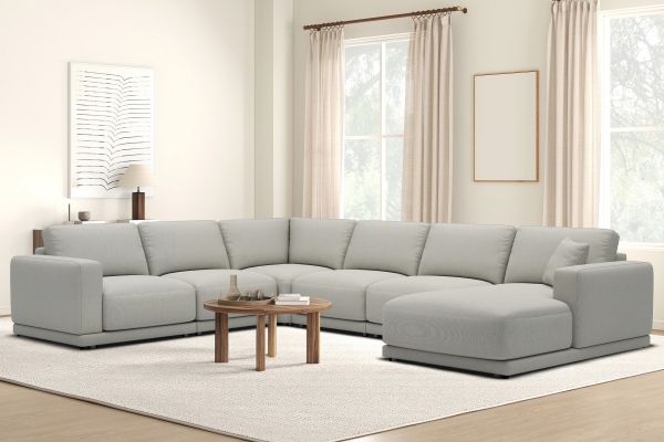 Cove Flax 5-Piece Sectional with Right Arm Facing Chaise by Floyd Home