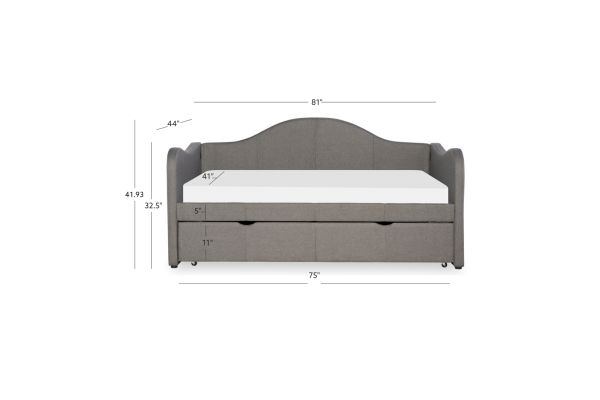 Linon Upholstered Grey Day Bed