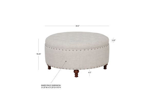 Bella Natural Round Storage Ottoman