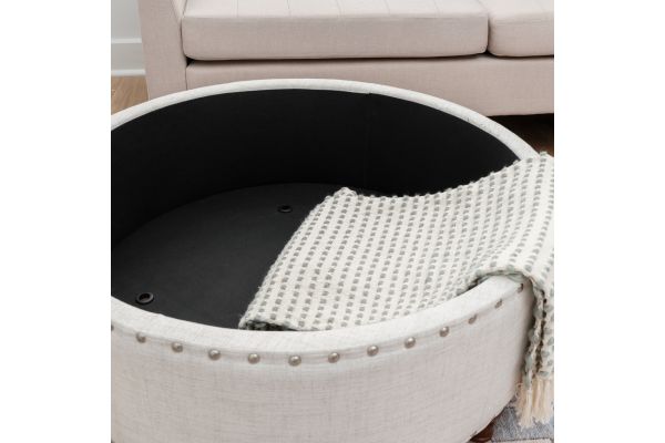Bella Natural Round Storage Ottoman
