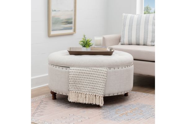 Bella Natural Round Storage Ottoman