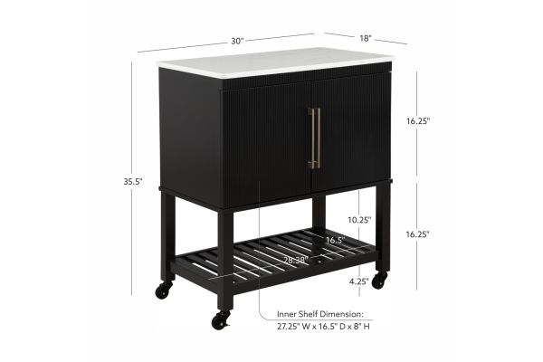 Poppy Black Kitchen Cart