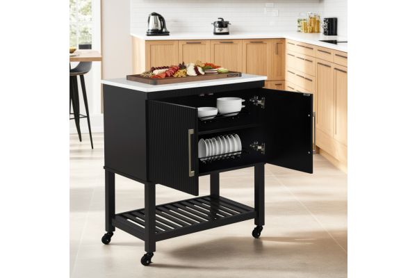 Poppy Black Kitchen Cart
