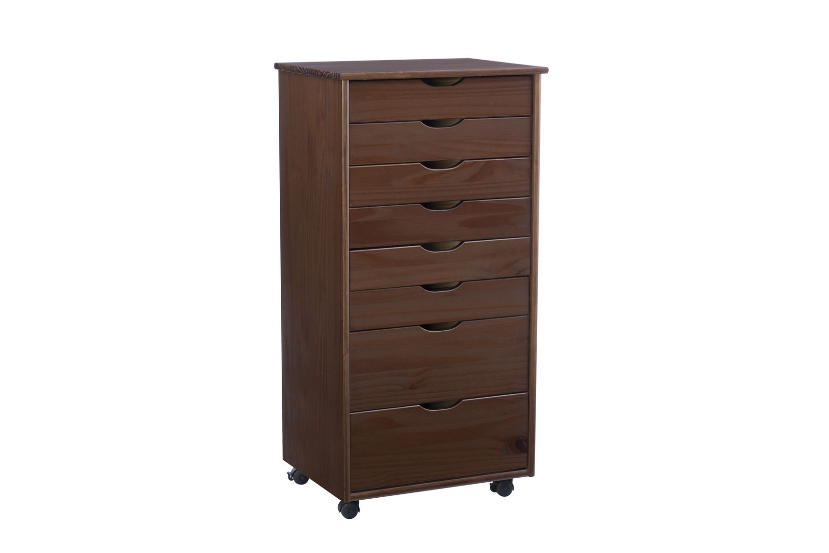 Rudy Walnut 8-Drawer Rolling Storage Cart at Gardner White