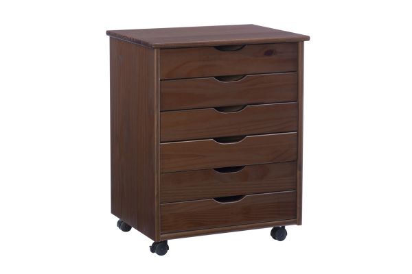 Rudy Walnut Wide Rolling Cart 6Dr