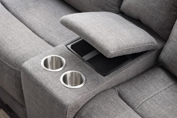 Summit Grey Dual Power Reclining Console Loveseat