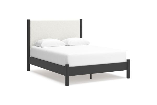 Cadmori King Upholstered Panel Bed - Black