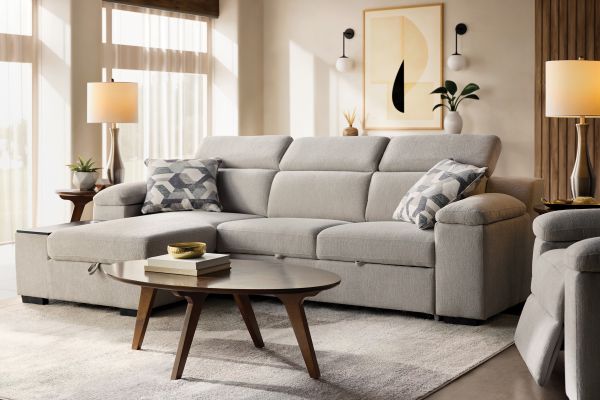 Lounge 2-Piece Sleeper Sectional with Left Arm Facing Storage Chaise
