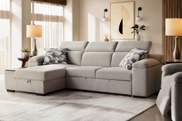 Lounge 2-Piece Sleeper Sectional with Left Arm Facing Storage Chaise