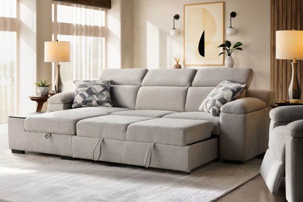 Lounge 2-Piece Sleeper Sectional with Left Arm Facing Storage Chaise