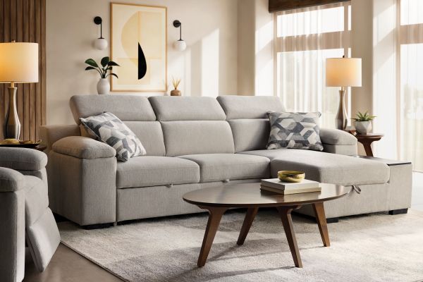 Lounge 2-Piece Sleeper Sectional with Right Arm Facing Storage Chaise