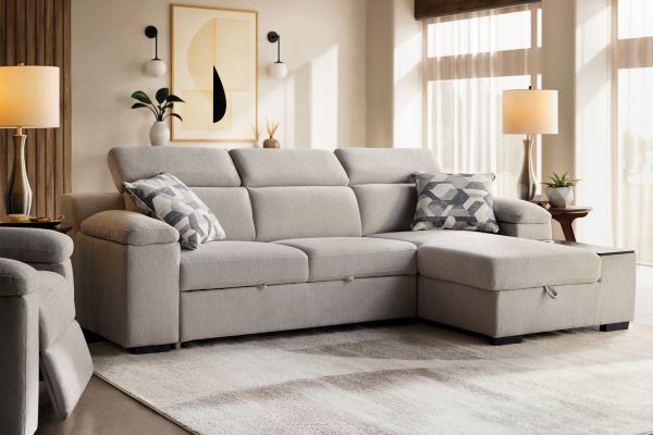Lounge 2-Piece Sleeper Sectional with Right Arm Facing Storage Chaise