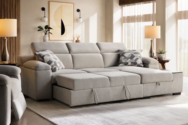 Lounge 2-Piece Sleeper Sectional with Right Arm Facing Storage Chaise