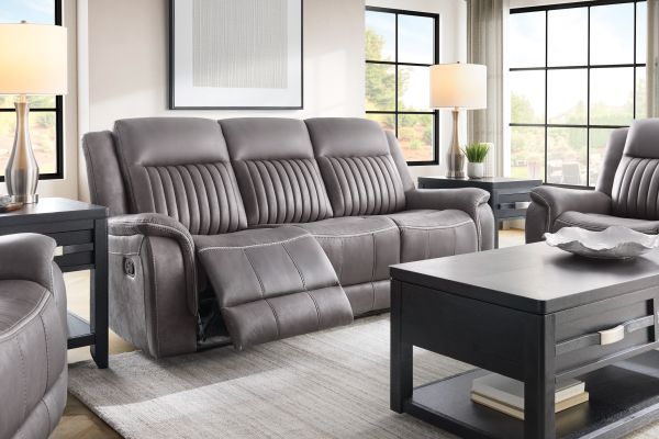 Tyson Grey Reclining Console Loveseat