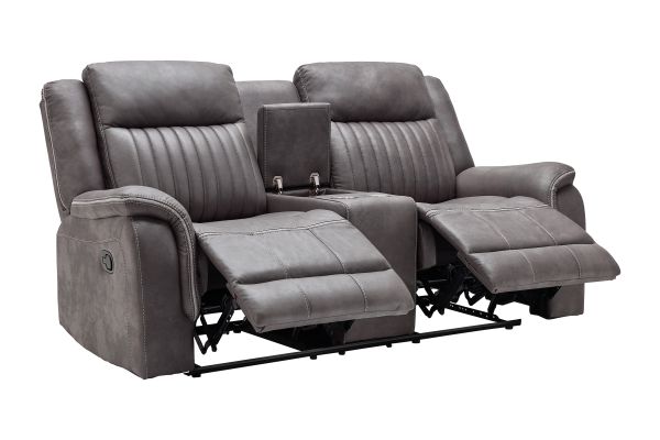Tyson Grey Reclining Console Loveseat