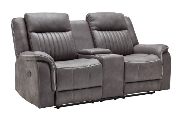 Tyson Grey Reclining Console Loveseat