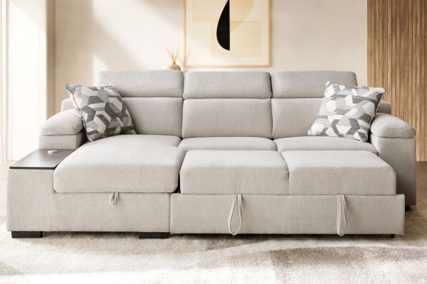 Lounge 2-Piece Sleeper Sectional with Left Arm Facing Storage Chaise