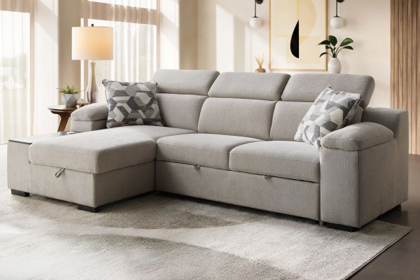 Lounge 2-Piece Sleeper Sectional with Left Arm Facing Storage Chaise