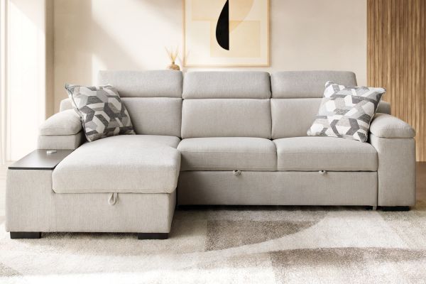Lounge 2-Piece Sleeper Sectional with Left Arm Facing Storage Chaise